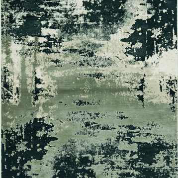 5' X 8' Silver Charcoal Abstract Design Indoor Area Rug