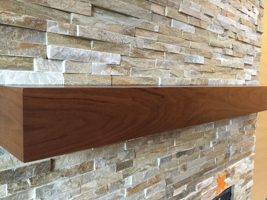 Walnut modern mantel