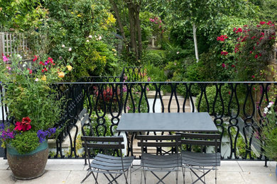 This is an example of a medium sized contemporary back partial sun garden for summer in London.