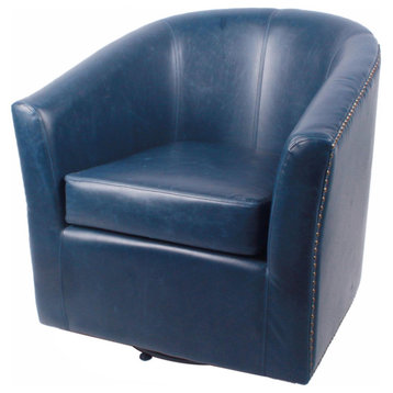 Kairo Bonded Leather Swivel Chair, Vintage Blue