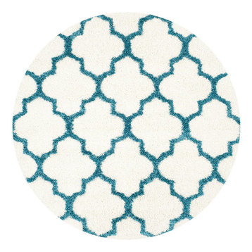 Safavieh Kids Shag Sgk569C Rug, Ivory/Blue, 6'7"x6'7"