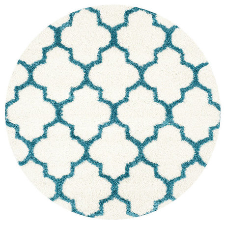 Safavieh Kids Shag Sgk569C Rug, Ivory/Blue, 6'7"x6'7"