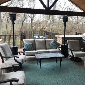 Open Gable Patio Cover, Outdoor Kitchen, Deck, Firepit and Paver Patio