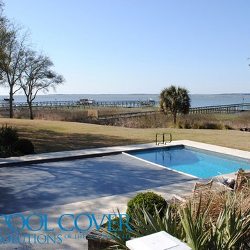 Coral Travertine, Undertrack, Automatic Pool Cover