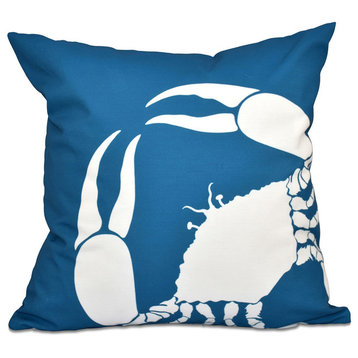 Crab Dip, Animal Print Outdoor Pillow, Teal, 18"x18"