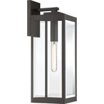 Quoizel - Quoizel WVR8407WT Westover 1 Light Outdoor Lantern - Western Bronze - The clean lines make the Westover a modern industrialist's dream. Long rectangular framework with clear beveled glass panels provide an unobstructed view of the fixture's sleek interior. The mix of finishes further enhances the versatility of this refined collection.