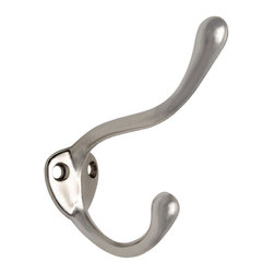 Designers Impressions - Heavy Duty Coat or Hat Hook, Satin Nickel - Wall Hooks