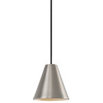 LumenArt - LEP Pendant Light, Nickel, 3000k - LEP pendant light, a part of LumenArt's Designer Series Collection, is a mini-pendant for direct ambient illumination. The classic cone-shaped design is created from stamped steel or brass.