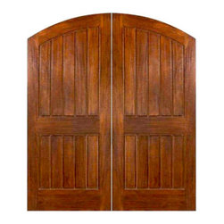 SARDINIA - MAHOGANY SARDINIA ELLIPTICAL ARCH PLANK DOUBLE DOORS (1-3/4") - Building Materials