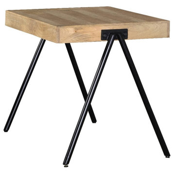Coaster Contemporary Wood Square End Table with Metal Legs in Natural