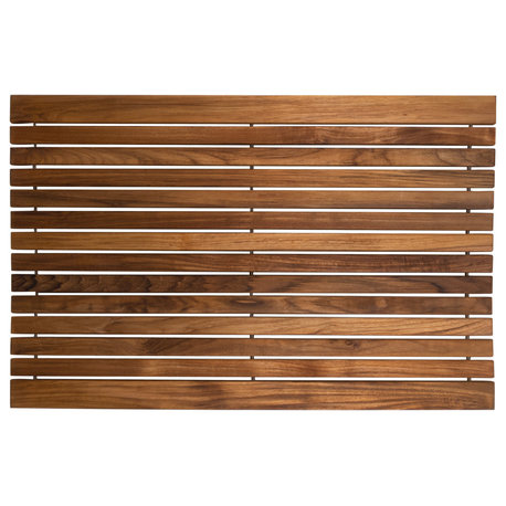 Teak String Tile 31.4"x19.6" Wide End Slat With Rubber Feet