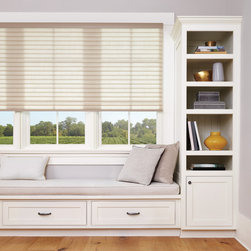Rustic Beige Bedroom Custom Window Roller Shades by Hunter Douglas - Roller Shades
