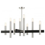 Livex Lighting - Livex LightiHelsinki, 8 Light Chandelier, Brushed Nickel/Satin Nickel - The dramatic lines of the Helsinki collection remiHelsinki 8 Light Cha Brushed NickelUL: Suitable for damp locations Energy Star Qualified: n/a ADA Certified: n/a  *Number of Lights: 8-*Wattage:60w Medium Base bulb(s) *Bulb Included:No *Bulb Type:Medium Base *Finish Type:Brushed Nickel
