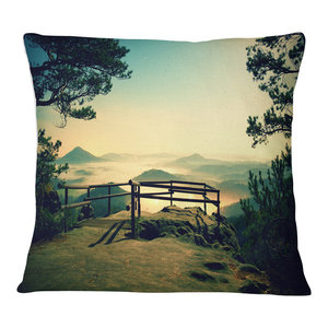 Insert Printed On Both Side in x 26 in Designart CU9349-26-26 Railway Tracks in Ukraine Landscape Photo Cushion Cover for Living Room Sofa Throw Pillow 26 in