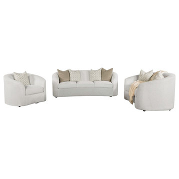 Coaster Rainn 3-piece Modern Fabric Upholstered Tight Back Living Room Set Latte