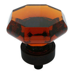 Cosmas - Cosmas 5268ORB-A Oil Rubbed Bronze and Amber Glass Cabinet Knob - Cabinet And Drawer Knobs