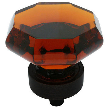 Cosmas 5268ORB-A Oil Rubbed Bronze and Amber Glass Cabinet Knob