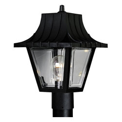 Progress Lighting - Mansard Outdoor Textured Black Post Lantern - Post Lights