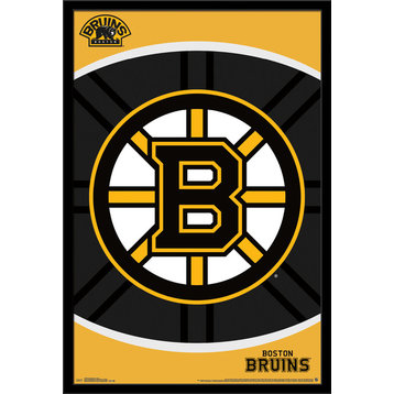 Boston Bruins Logo Poster, Black Framed Version
