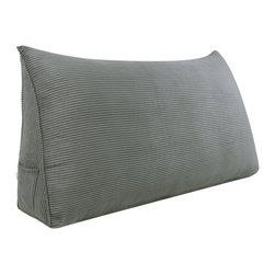 WOWMAX - Bed Wedge Reading Pillow Headboard Backrest Cushion Corduroy Grey, 39x20x8 - Bed Pillows