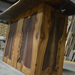 Live Edge Bar - Burly Elm and Walnut - Kitchen Islands And Kitchen Carts