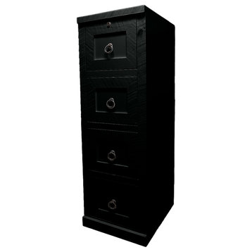 Rustic 4-Drawer File Cabinet, Black