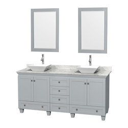72 inch Double Sink Bathroom Vanity in Grey Finish, Marble Countertop - Bathroom Vanities And Sink Consoles