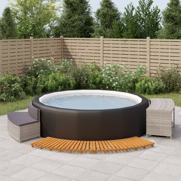 vidaXL Hot Tub Surround Spa Surround Gray Poly Rattan and Solid Wood Acacia