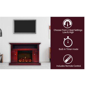 Sorrento Electric Fireplace Heater With 47" Cherry TV Stand, Multicolor Flames