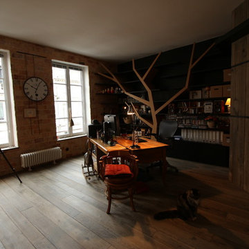 Création d'un espace bureau avec Bibliothèque sur mesure "l'Arbre à chat"