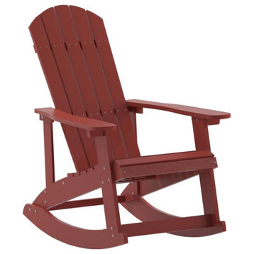 Savannah All-Weather Poly Resin Wood Adirondack Rocking Chair, Red