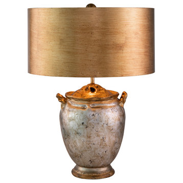 Jackson 1 Light Table Lamp, Antiqued Silver With Gold Accents