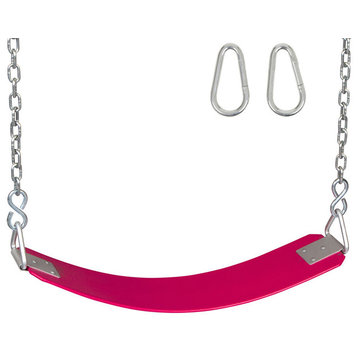 Polymer Belt Swing Seat With Chains and Hooks, Pink