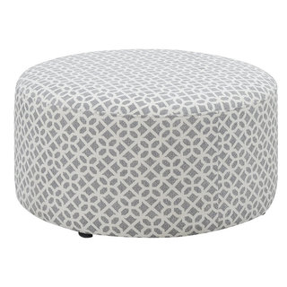 Round Contemporary Ottoman with Geometric Patterned Upholstery ...