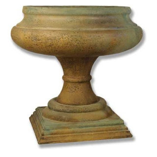 Folk Art Statuary Putti & Fan Urn 20 Planter Pot  Urn Durable Fiberstone 