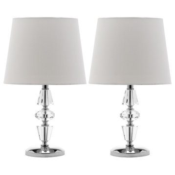 Safavieh Crescendo Tiered Crystal Lamps, Set of 2, Clear/White