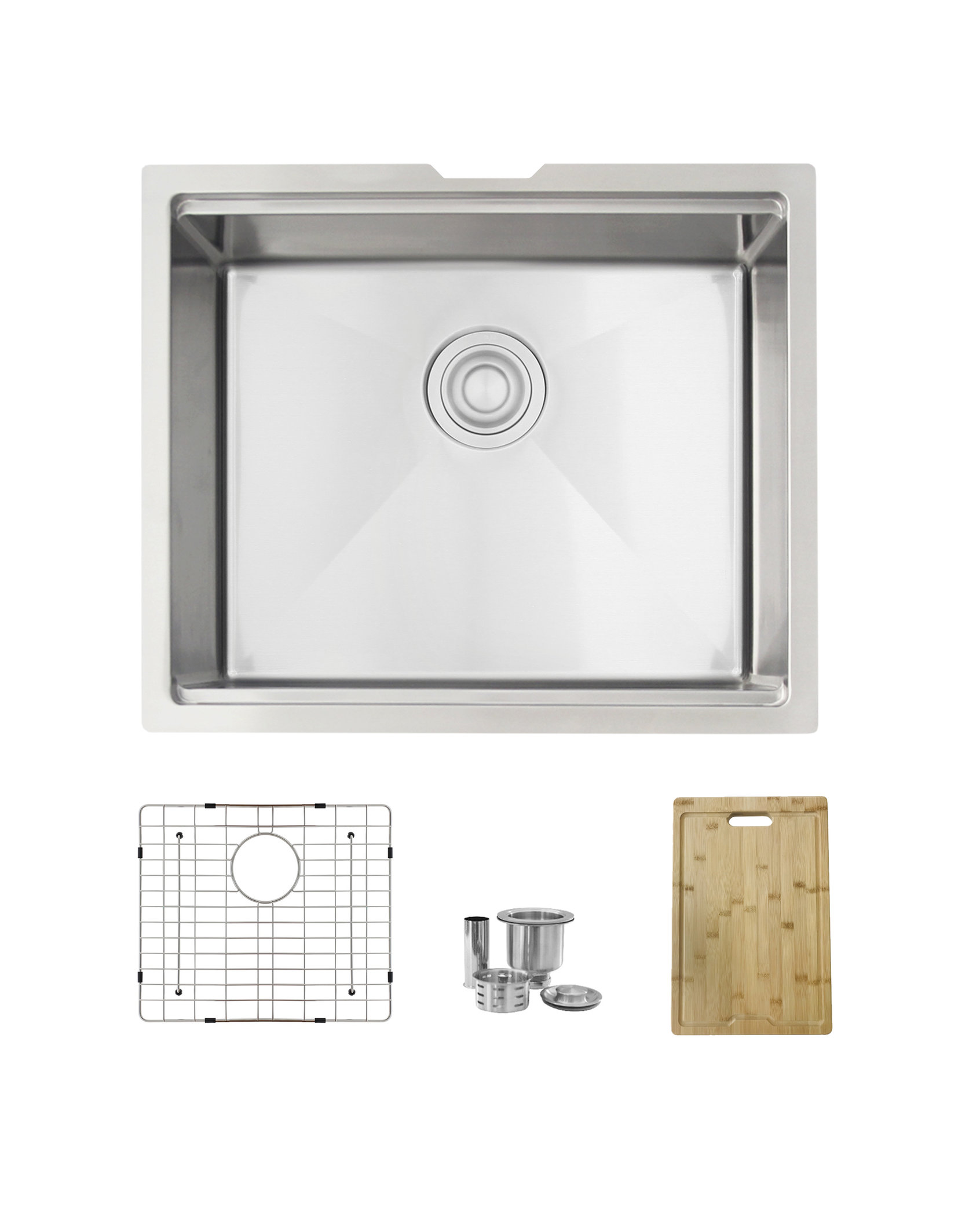 STYLISH 22'' Workstation Single Bowl Undermount 16G Stainless Steel Kitchen Sink
