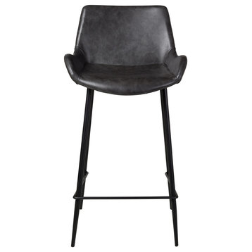 Cougar Counter Stool, Distressed Gray Leather