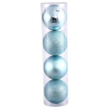 Vickerman 3" 4- Finish Ball Ornament Assorted Pack, Baby Blue