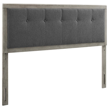 Draper Tufted Queen Fabric and Wood Headboard - Gray Charcoal