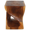 Haussmann Wood Twist End Table 15 x 15 x 20 inch High Cherry Oil