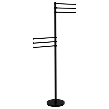 Towel Stand with 6 Pivoting 12" Arms, Matte Black