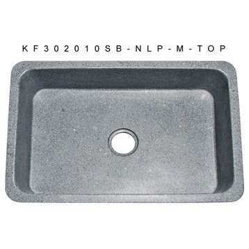 30" Farmhouse Kitchen Sinks, Single Bowl, Reversible, Mercury Granite, Gray