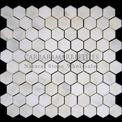 Calacatta Gold Italian Marble 1" Hexagon Mosaic Tile Honed - Products