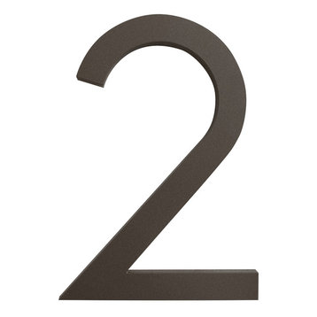 Modern Font House Number, Bronze, 6", Number 2, Modern Font