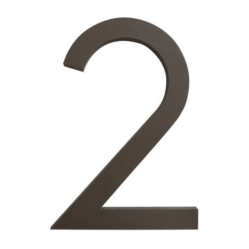 Modern Font House Number, Bronze, 6", Number 2, Modern Font