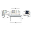 4 Pieces Patio Set, Rectangular Coffee table and Cushioned Chairs, Grey/Beige
