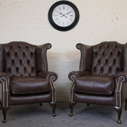Pair of Faux Leather Kent Winch Chairs - Armchairs And Accent Chairs