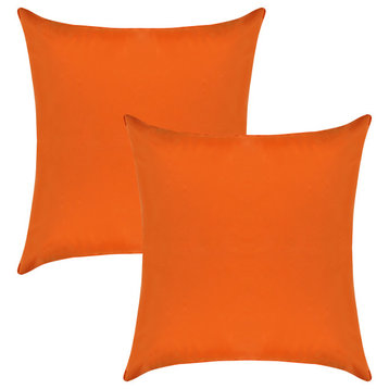 A1HC Nylon PU Coat Indoor/Outdoor Pillow Covers, Set of 2, Burnt Orange, 18"x18"