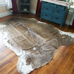 NEW LARGE EXOTIC COWHIDE RUG COWSKIN COW HIDE LEATHER SIZE 7X6.3---757 - Home Decor